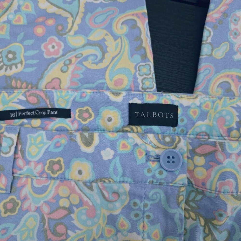 NWOT Talbots sz 16 multi paisley perfect crop pants - Picture 4 of 4